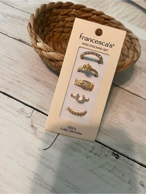 Francesca's Collections Gold Cubic Zirconia Ring Stacking Set size 6